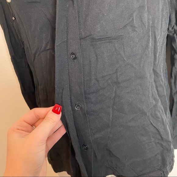 Zara black button up top with pearls on the shoulders - Picture 10 of 13